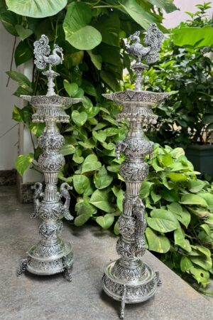 ANTIQUE GERMAN SILVER KUTHU VIZHAKKU