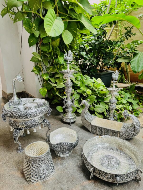 ANTIQUE GERMAN SILVER POOJA SET