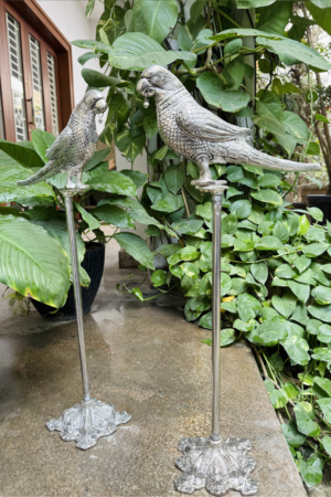 ANTIQUE GERMAN SILVER PARROT STAND