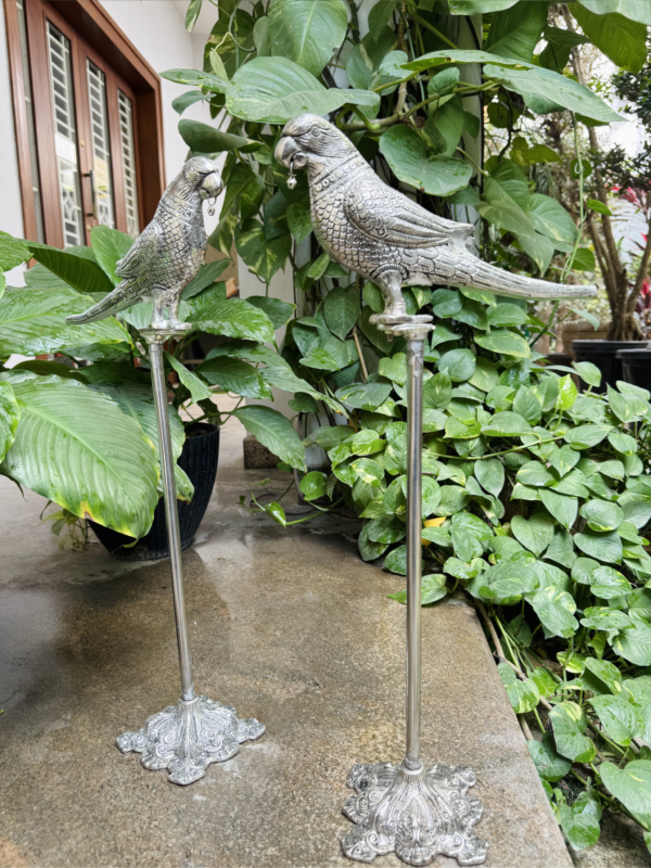 ANTIQUE GERMAN SILVER PARROT STAND