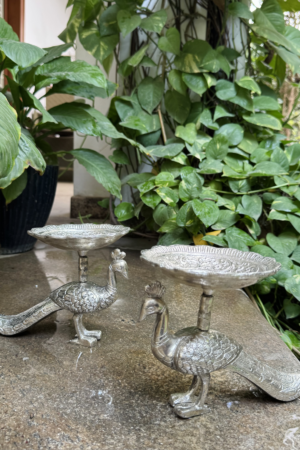 ANTIQUE GERMAN SILVER PEACOCK BOWL