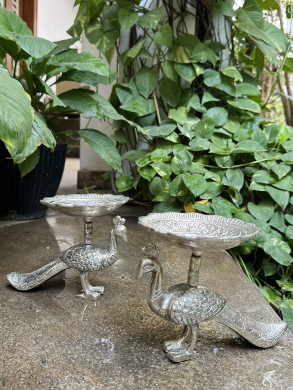 ANTIQUE GERMAN SILVER PEACOCK BOWL