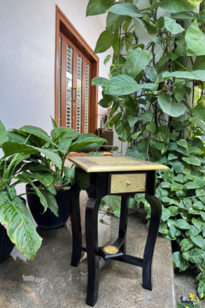 BRASS FINISH WOODEN SMALL TABLE
