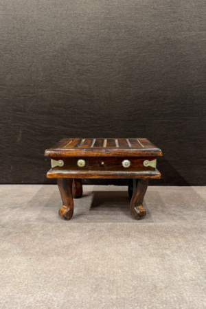 BRASS ENGRAVED WOODEN STOOL