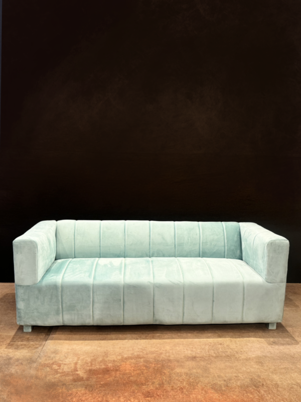 LIGHT TEAL SQUARE ARM SOFA (3 seater)