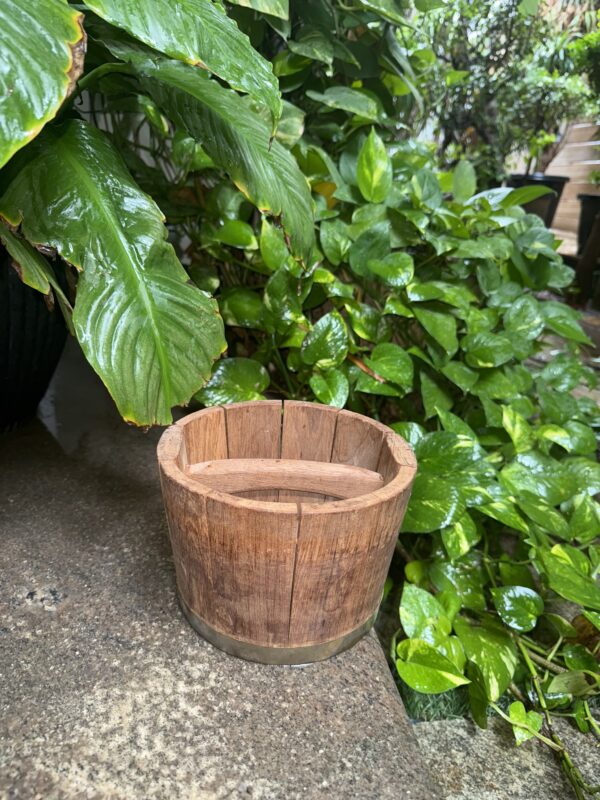 WOODEN BARREL PLANTER